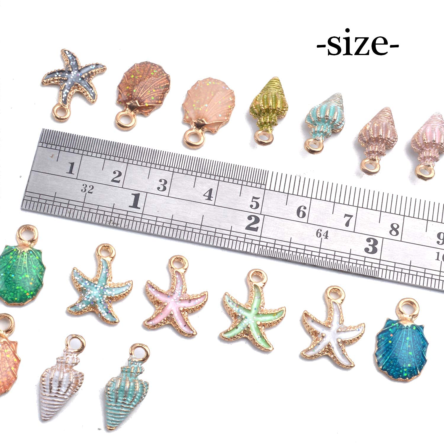 PALAY 30pcs Assorted Charm Pendants Lovely Gold Plated Enamel Marine Life Shell Starfish Conch Mixed for Jewelry Making PALAY 30pcs Assorted Charm Pendants Lovely Gold Plated Enamel Marine Life Shell Starfish Conch Mixed for Jewelry Making